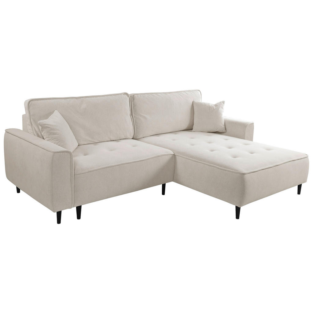 Thumbnail - Mid.you Ecksofa, Beige, Textil, Kiefer, 3-Sitzer, Füllung: Polyurethan (PUR),Polyurethan (Pur), Ottomane rechts, L-Form,...