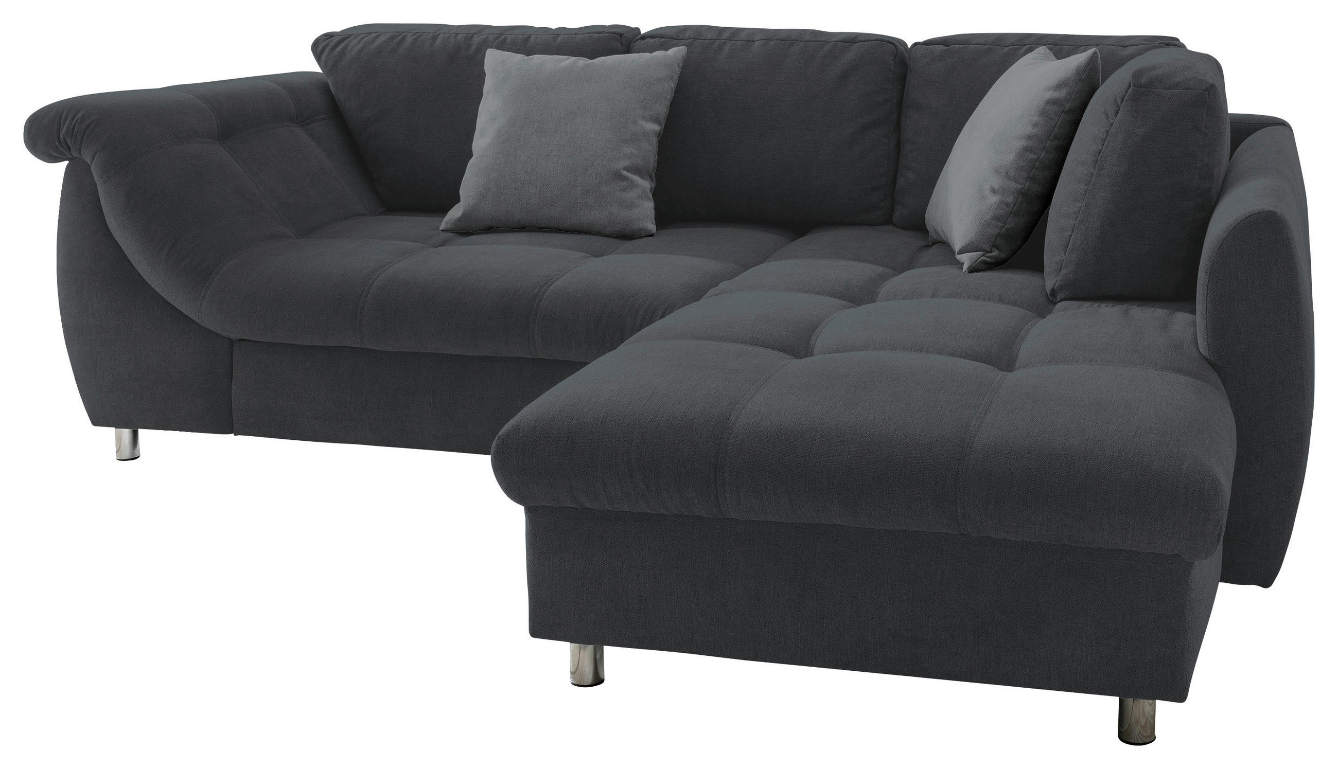HÖRNBÄDDSOFFA i textil svart  - kromfärg/svart, Modern, metall/textil (250/190cm) - Livetastic