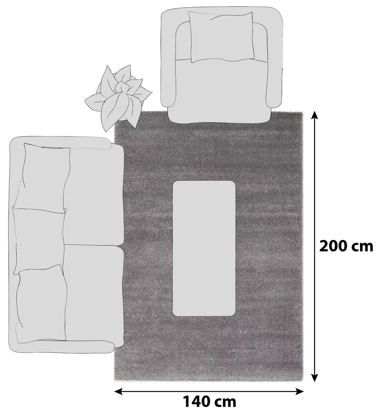 HOCHFLORTEPPICH 140/200 cm Bellevue Grau  - Grau, Basics, Textil (140/200cm) - Novel