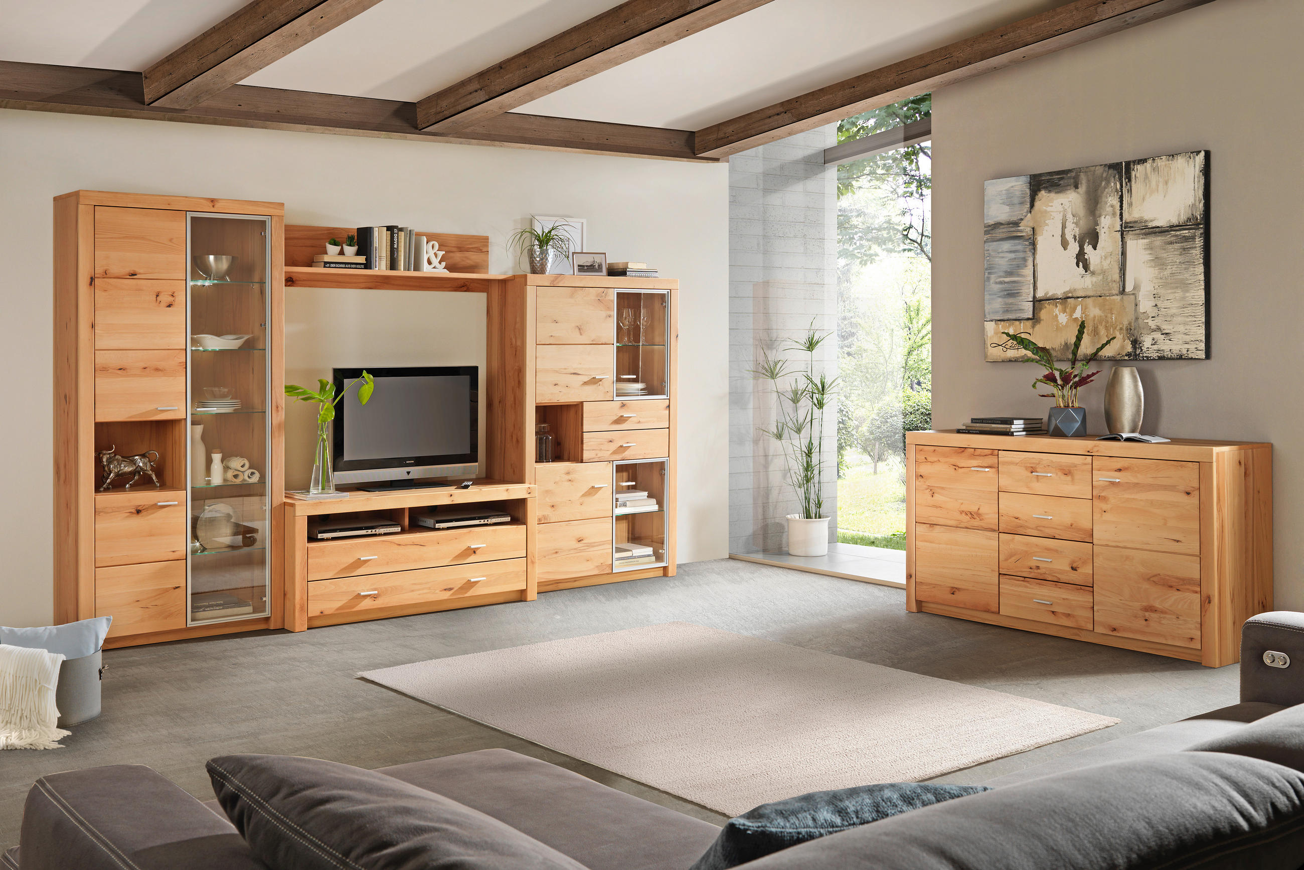 KOMMODE Indira Buchefarben  163/88/44 cm  - Buchefarben/Alufarben, Konventionell, Holz/Kunststoff (163/88/44cm) - Cantus