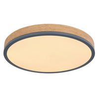 LED-TAKLAMPA 24 W 45/8,5 cm  - opal/grafitfärgad, Basics, metall/trämaterial (45/8,5cm) - Globo