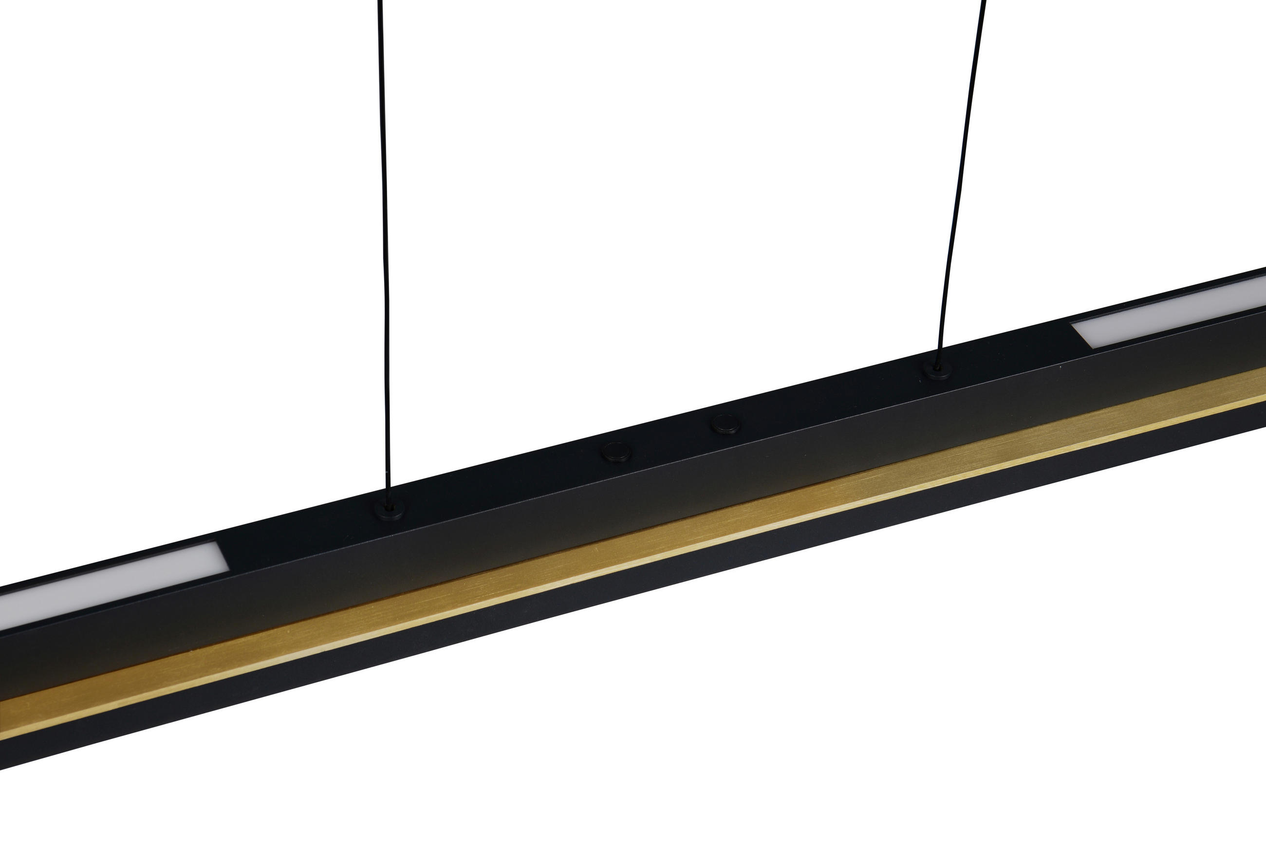 Thumbnail - Novel Led-Hängeleuchte Athina, Schwarz, Gold, Metall, Kunststoff, Uni,Uni, länglich,länglich, F, 95x75-150 cm, höhenvers...