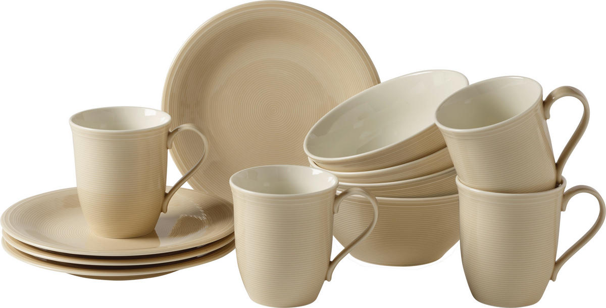 FRÜHSTÜCKSSERVICE Beige Color Loop 12-teilig 4 Personen  - Beige, Trend, Keramik (29/24/23cm) - like.Villeroy & Boch