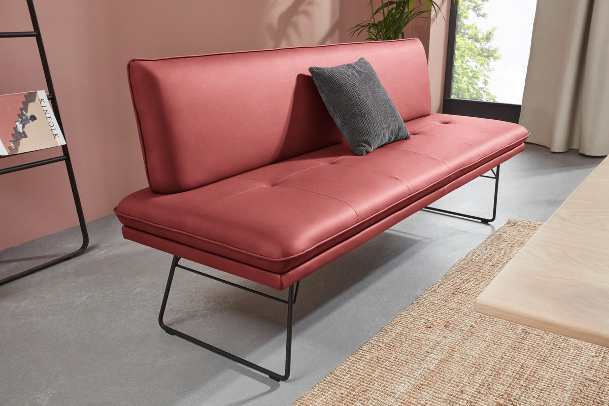 SITZBANK in Metall, Textil Rot, Schwarz  - Rot/Schwarz, Design, Textil/Metall (195/87/65cm) - Dieter Knoll