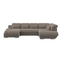 WOHNLANDSCHAFT MULTI Dunkelbraun Chenille  - Chromfarben/Dunkelbraun, MODERN, Textil/Metall (184/345/228cm) - Livetastic