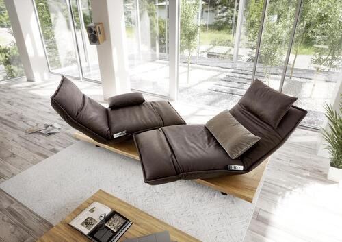 ZWEISITZER-SOFA mit Funktionen Dunkelbraun Echtleder  - Eichefarben/Dunkelbraun, Natur, Leder/Metall (240/63/115cm) - Koinor