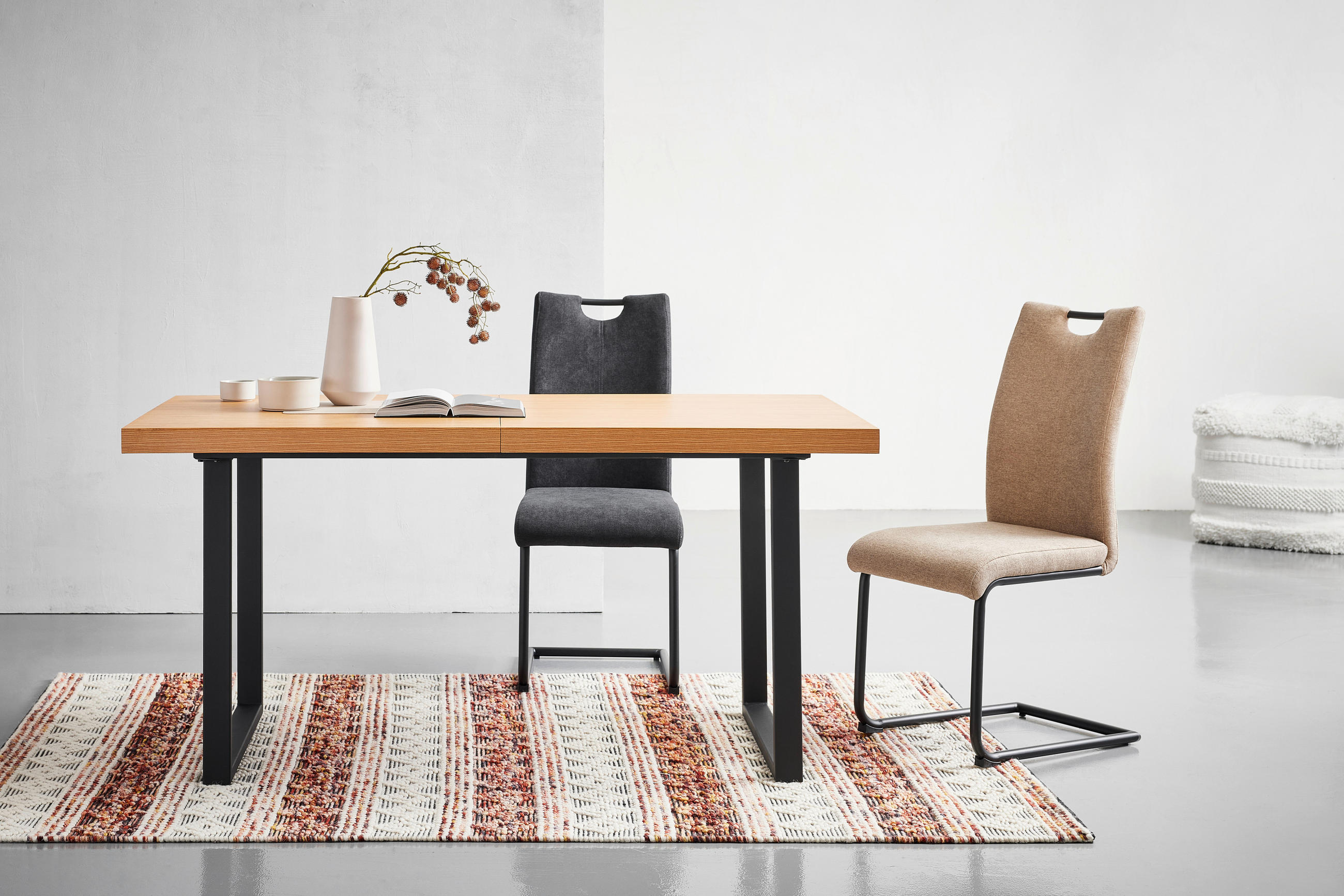 Thumbnail - Mid.you Schwingstuhl, Anthrazit, Holz, Metall, Textil, Pappel, Sperrholz, Füllung: Schaumstoff, C-Form, 44x99x63 cm, Ess...