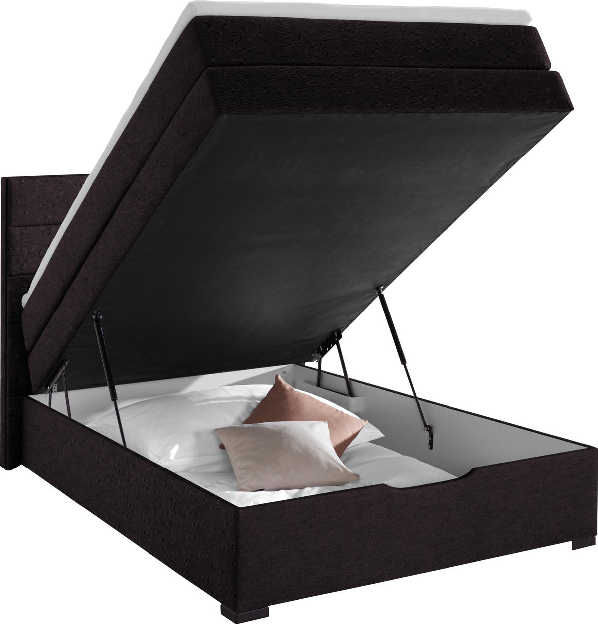 BOXSPRINGBETT 120/200 cm  in Dunkelbraun  - Wengefarben/Dunkelbraun, Konventionell, Textil (120/200cm) - Carryhome