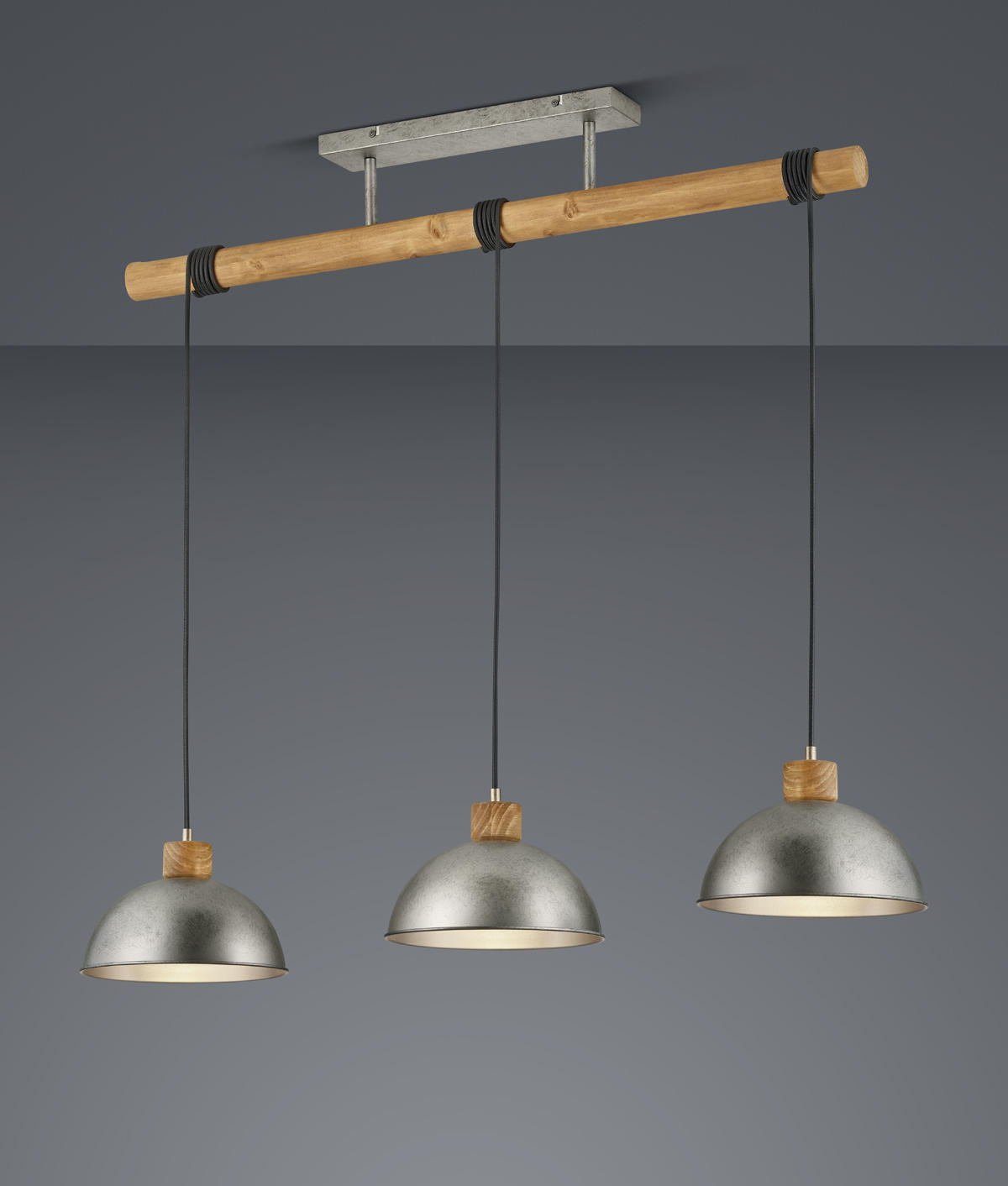 ZÁVESNÉ SVIETIDLO, 107,5/25,5/215 cm  - niklová, Design, kov/drevo (107,5/25,5/215cm)