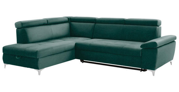 ECKSOFA  in Samt Grün  - Chromfarben/Grün, KONVENTIONELL, Textil/Metall (206/271cm) - Carryhome