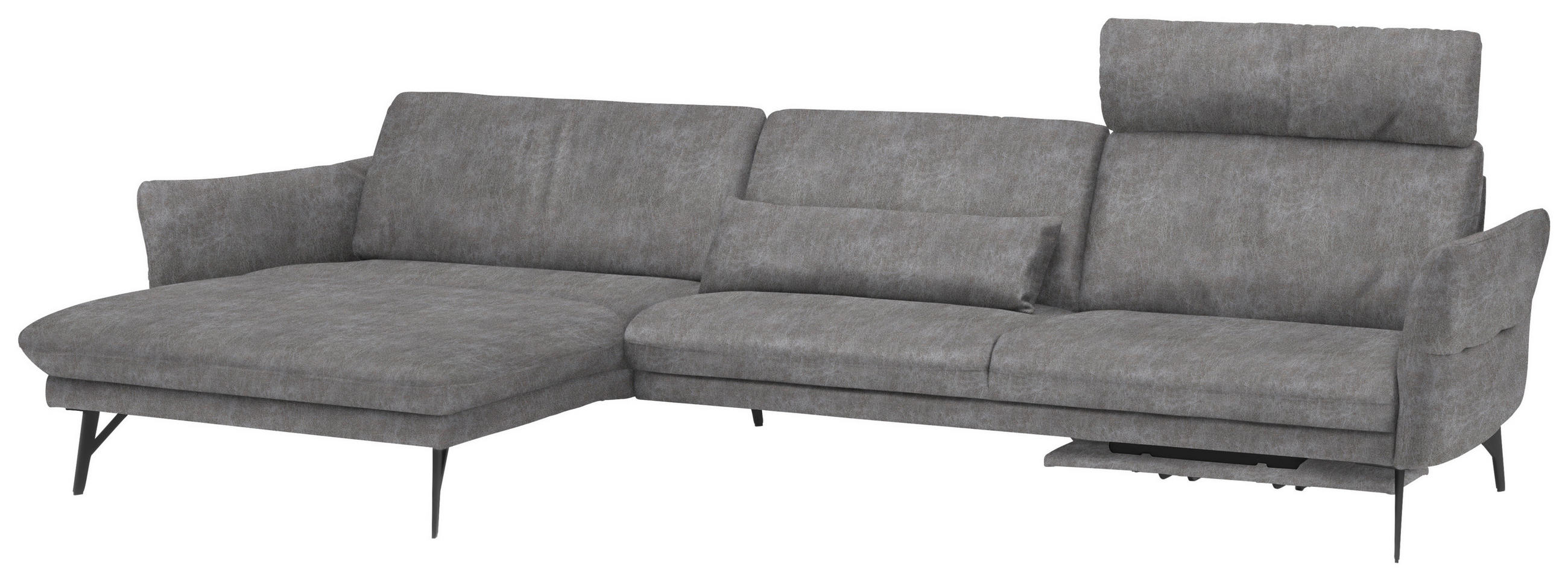 ECKSOFA Hellgrau Lederlook  - Anthrazit/Hellgrau, Design, Textil/Metall (174/330cm) - Himolla
