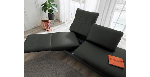 RÉCAMIERE in Echtleder Dunkelgrau - Chromfarben/Dunkelgrau, Design, Leder/Metall (209/85-109/95-16cm) - Dieter Knoll