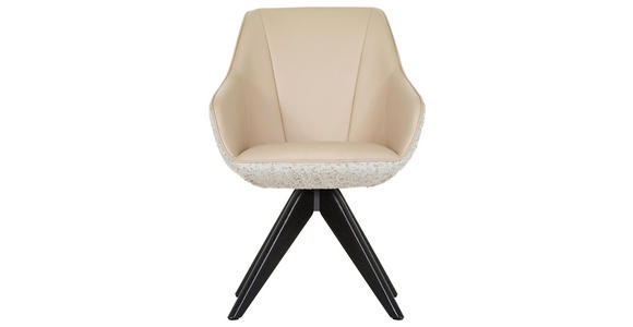 ARMLEHNSTUHL  in Chenille, Lederlook  - Beige/Creme, KONVENTIONELL, Holz/Textil (60/83/65cm) - Landscape