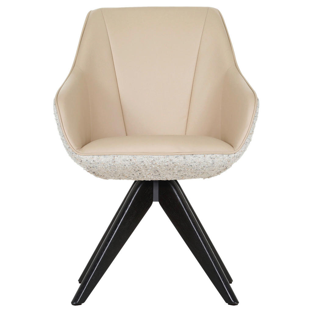 Thumbnail - Landscape Armlehnstuhl, Creme, Beige, Textil, Eiche, massiv, Drehkreuz, 60x83x65 cm, Sitzfläche 360° drehbar, automatisc...