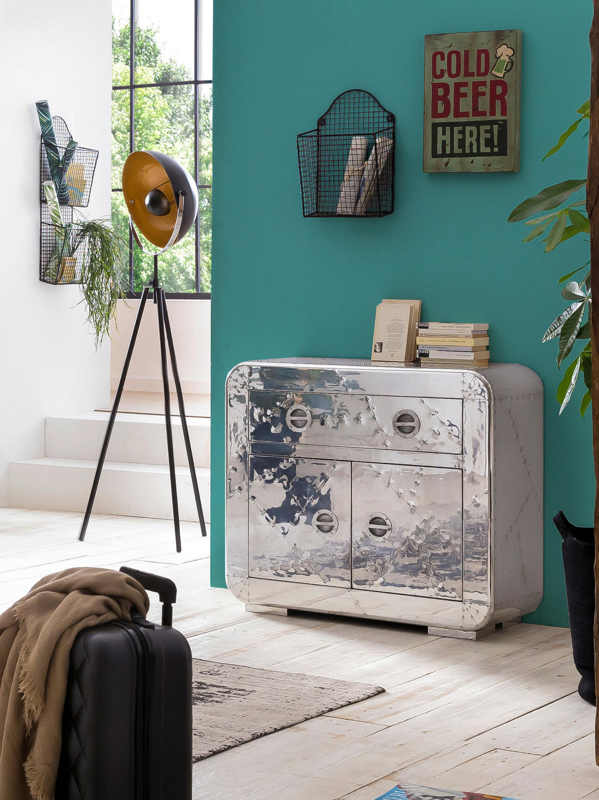 KOMMODE , 90/80/40 cm, 1 Schublade(n)  - Silberfarben, Design, Holz/Holzwerkstoff (90/80/40cm) - MID.YOU