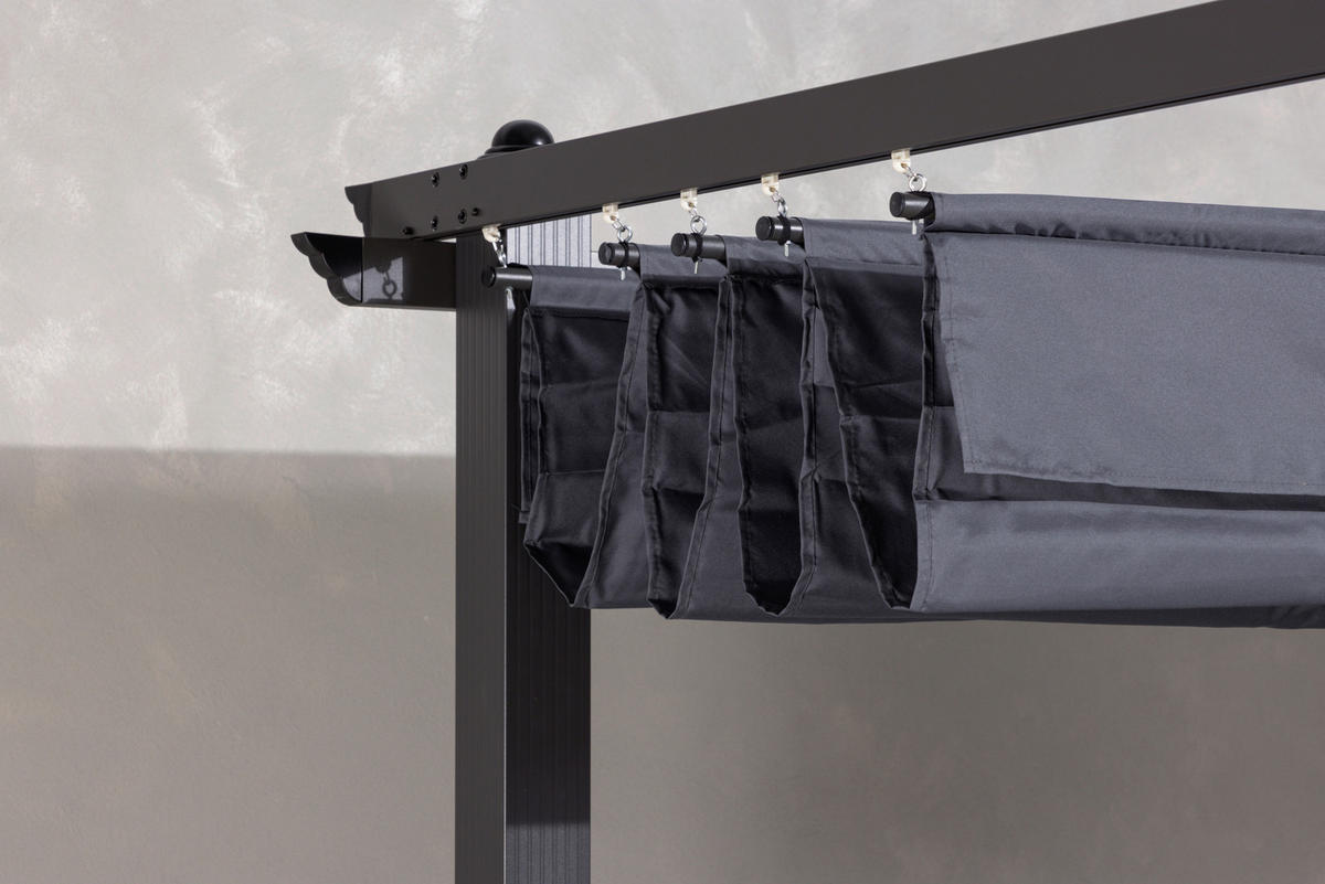 PERGOLA - mörkgrå, Klassisk, metall/textil (295/248/295cm) - Gardenson