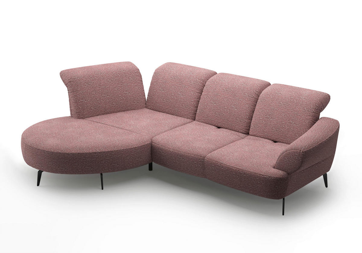 ECKSOFA DANCE E Aubergine Chenille  - Aubergine/Schwarz, MODERN, Textil/Metall (208/313cm) - Sit & More