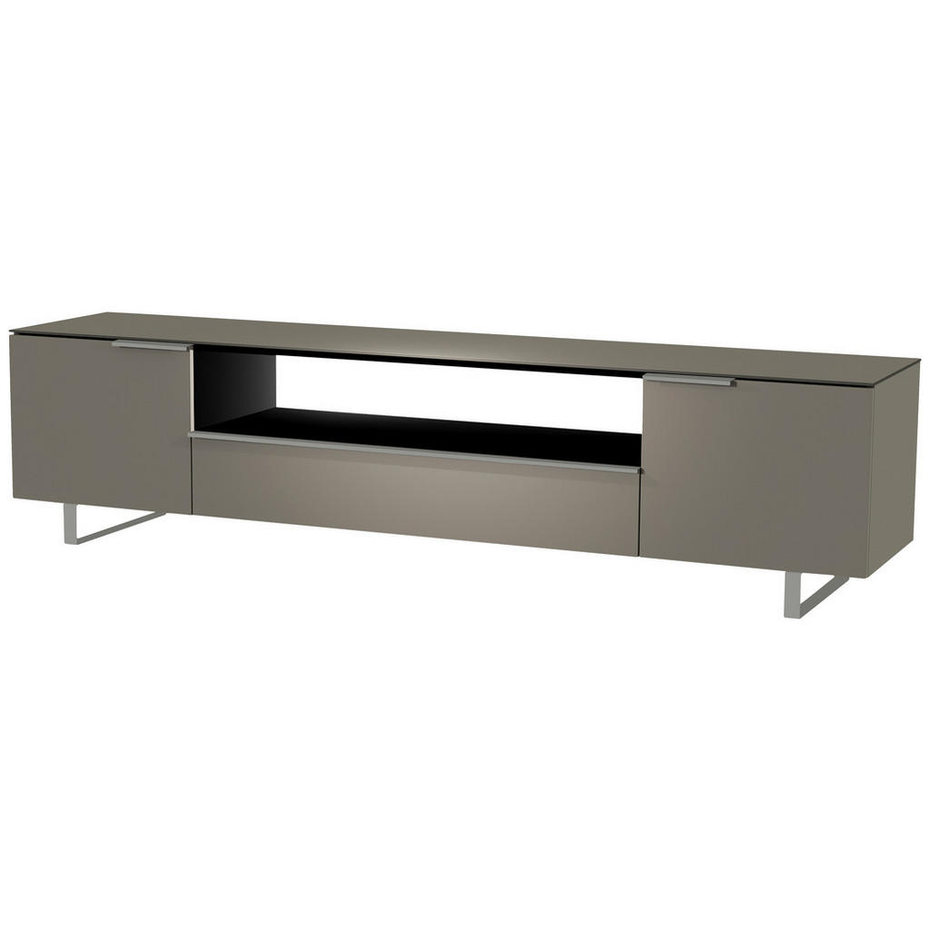 Thumbnail - Moderano Lowboard, Grau, Alu, Metall, 2 Fächer, 1 Schubladen, 210x51x45 cm, Beimöbel erhältlich, Abdeckplatte aus Glas, ...