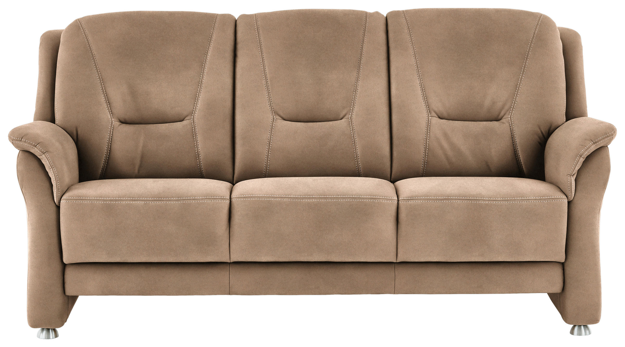 3-SITZER-SOFA in Mikrofaser Beige  - Beige/Alufarben, Konventionell, Textil/Metall (198/100/89cm) - Beldomo Comfort