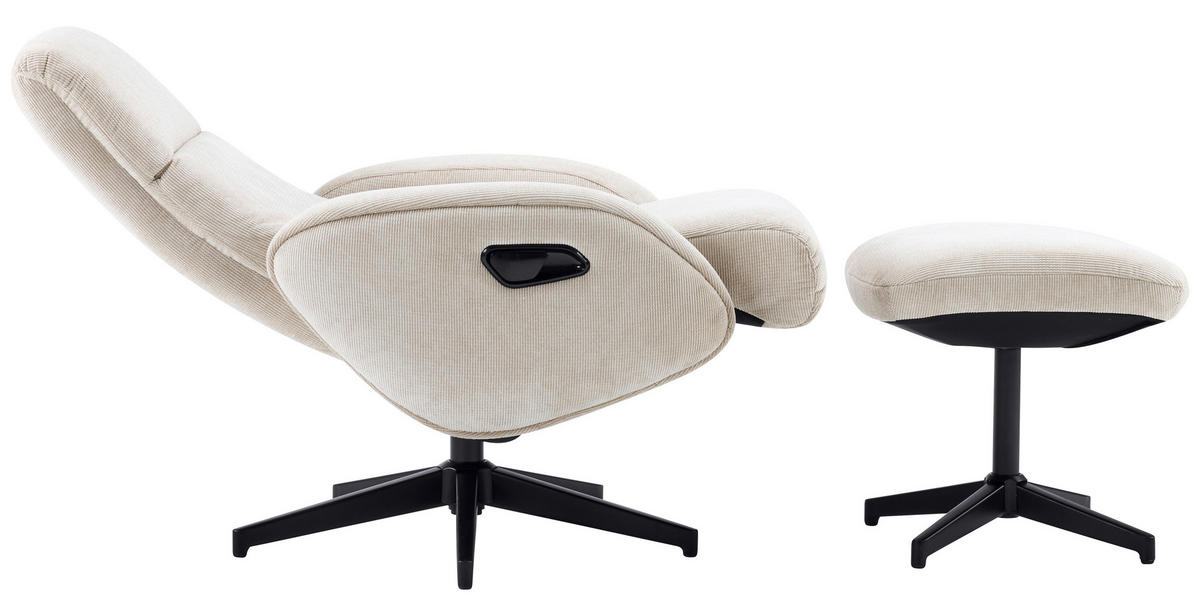 RELAXSESSELSET BASTY Webstoff Hocker    - Beige/Schwarz, Design, Textil/Metall (75/107/77cm) - Livetastic