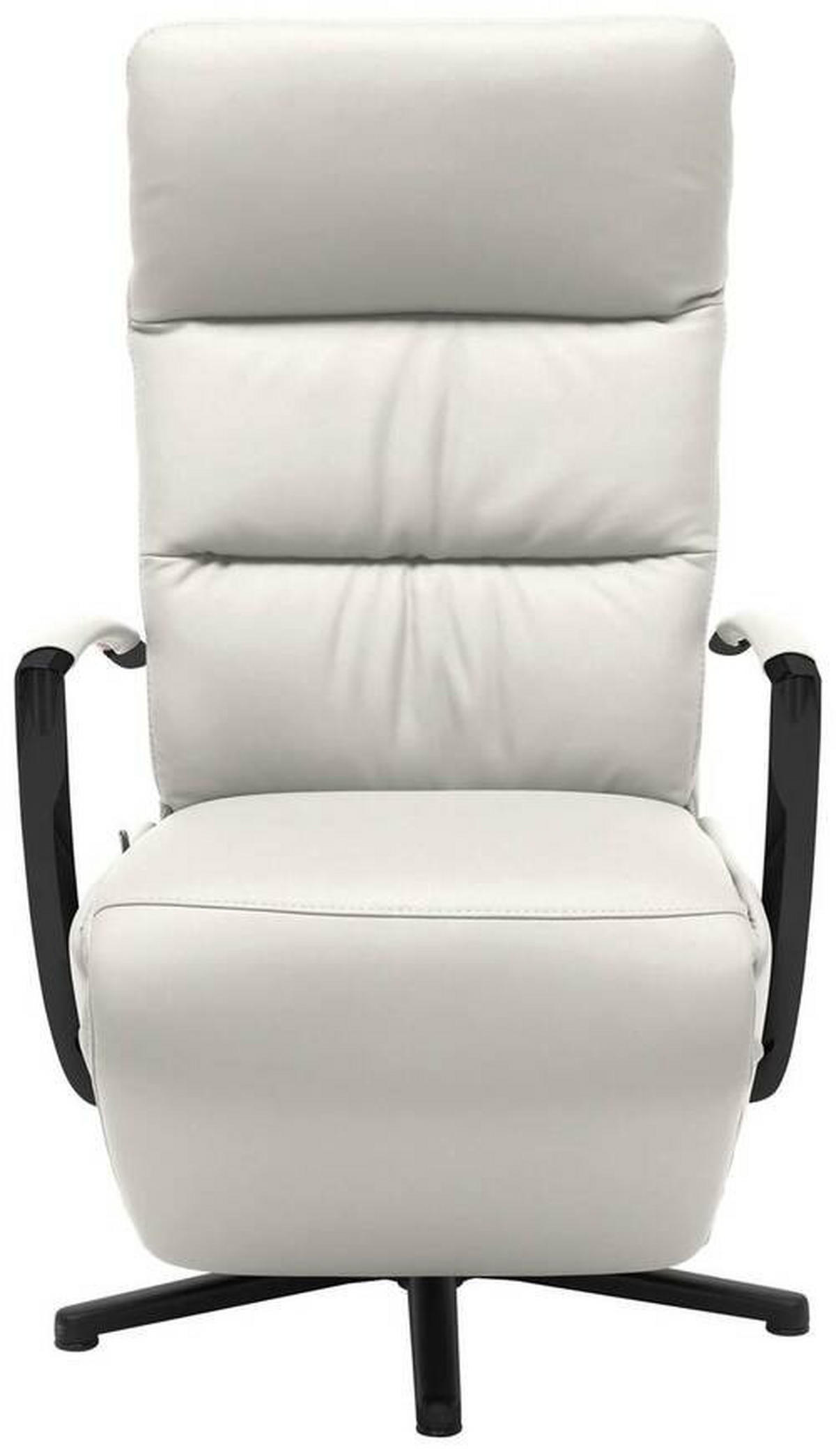 RELAXSESSEL in Leder Weiss  - Weiss/Schwarz, Design, Leder/Metall (64/112/80cm) - Cantus