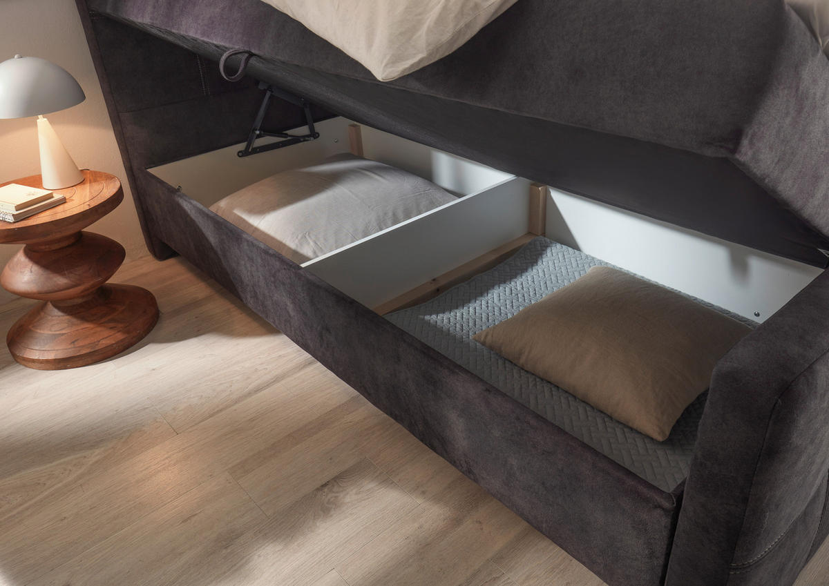 BOXBETT 160/200 cm  in Dunkelbraun  - Dunkelbraun/Schwarz, Modern, Holzwerkstoff/Kunststoff (160/200cm) - MID.YOU