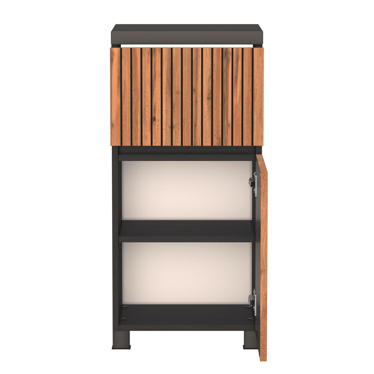 UNTERSCHRANK 40/79/35 cm   - Eiche Wotan/Graphitfarben, Natur, Holzwerkstoff/Kunststoff (40/79/35cm) - Xora