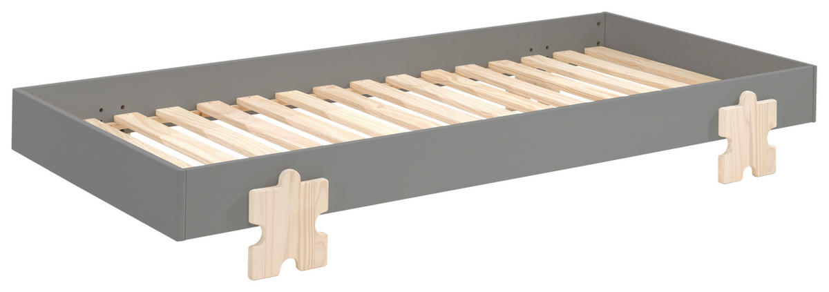 KINDER-/JUNIORBETT - Kieferfarben/Grau, MODERN, Holz/Holzwerkstoff (90/200cm) - MID.YOU