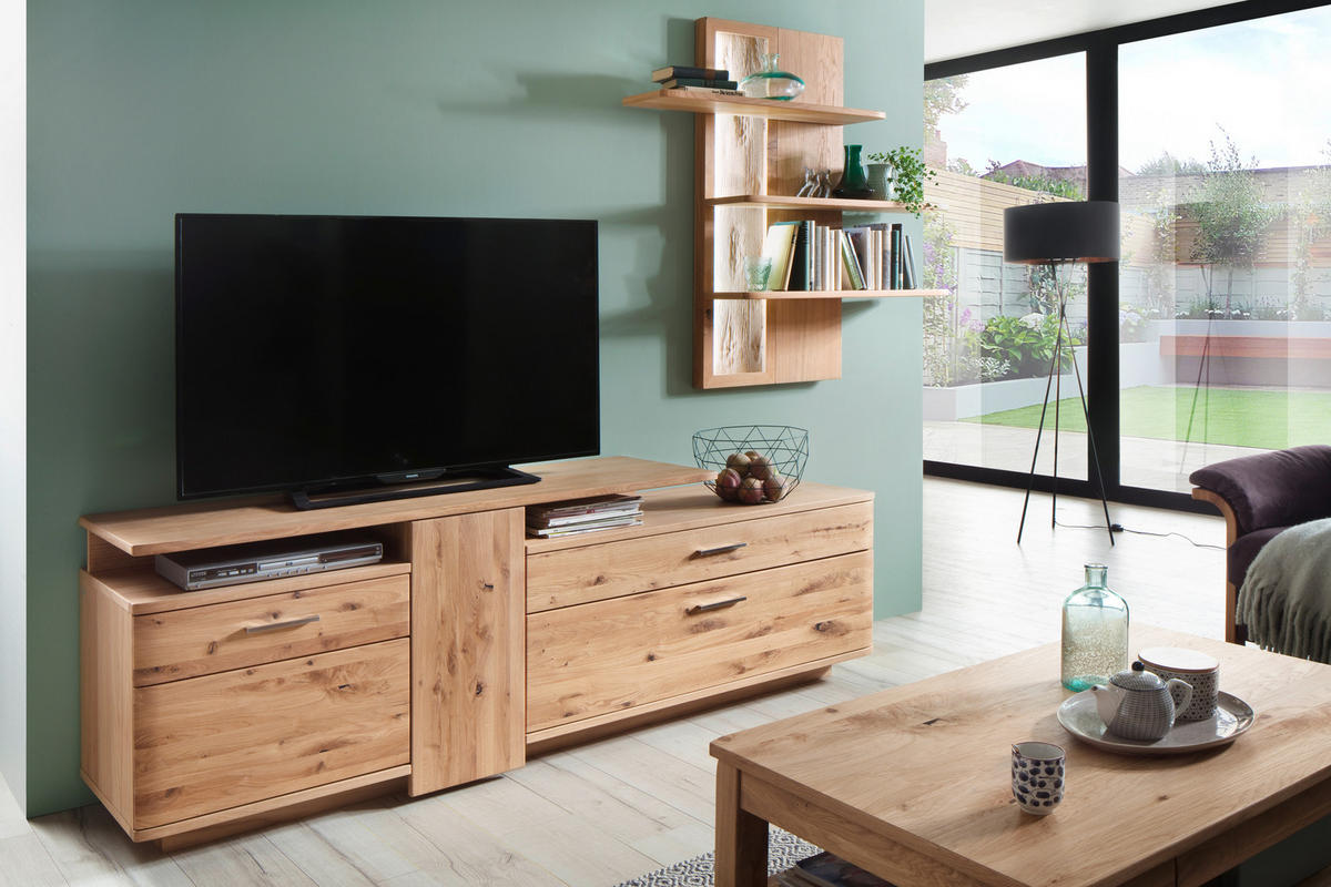 WOHNWAND  in Eichefarben  280/200/45 cm  - Eichefarben/Nickelfarben, Design, Holz/Holzwerkstoff (280/200/45cm) - Livetastic