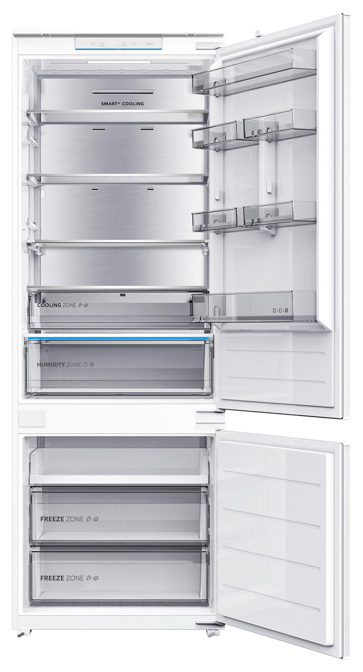 KÜHL-GEFRIER-KOMBINATION MDRE554FGD01  - Weiß, Basics, Glas/Kunststoff (69/194/55cm) - Midea
