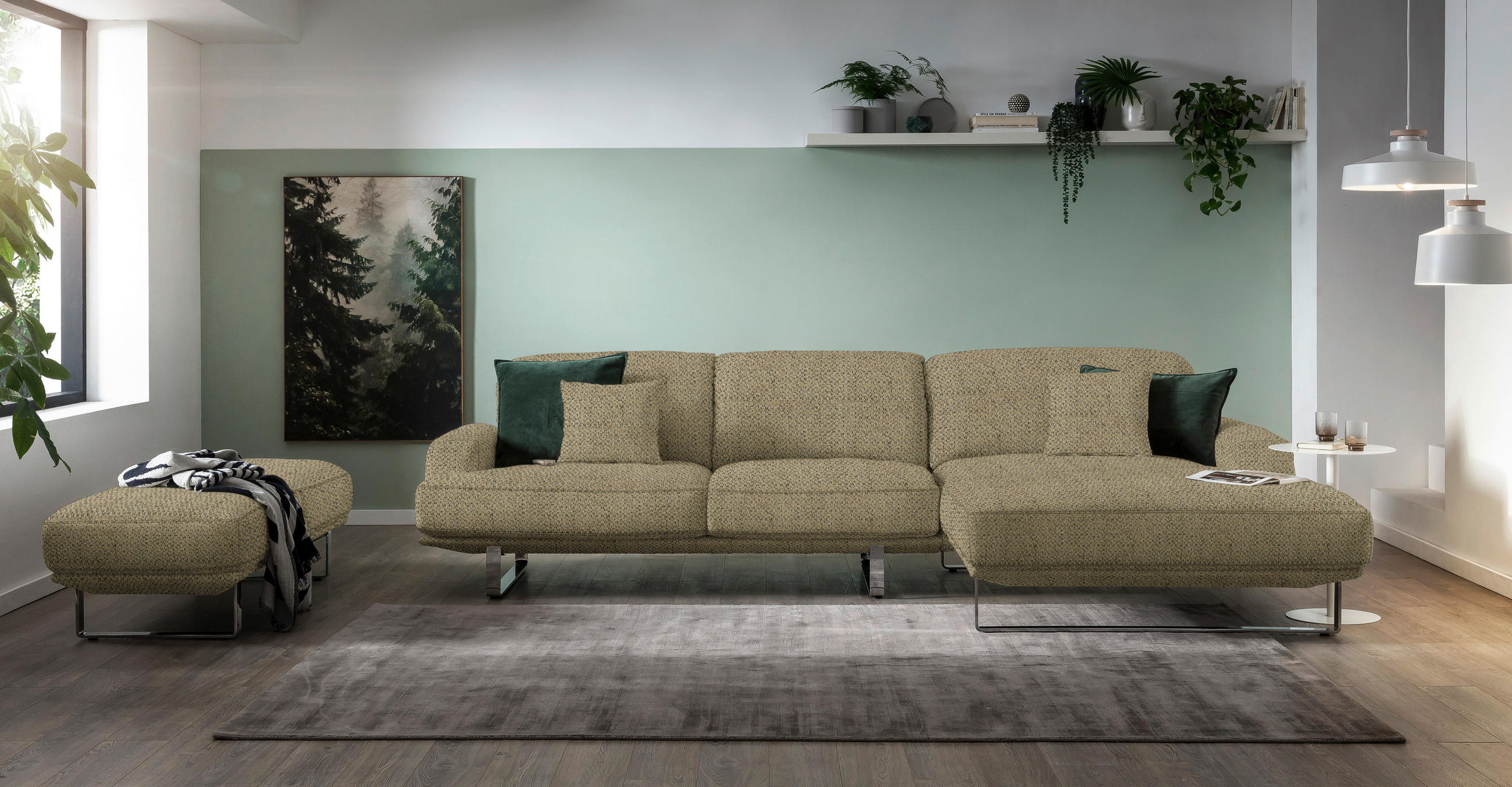 ECKSOFA in Webstoff Braun  - Braun, Design, Textil/Metall (304/184cm) - Dieter Knoll