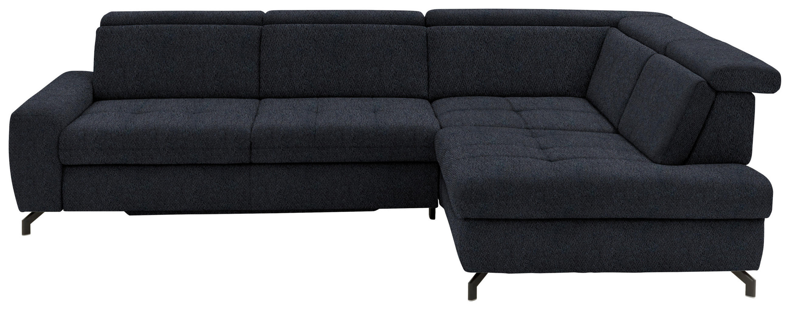 ECKSOFA in Chenille Schwarz  - Schwarz, Design, Textil/Metall (310/220cm) - Beldomo Style