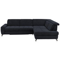 ECKSOFA in Chenille Schwarz  - Schwarz, Design, Textil/Metall (310/220cm) - Beldomo Style