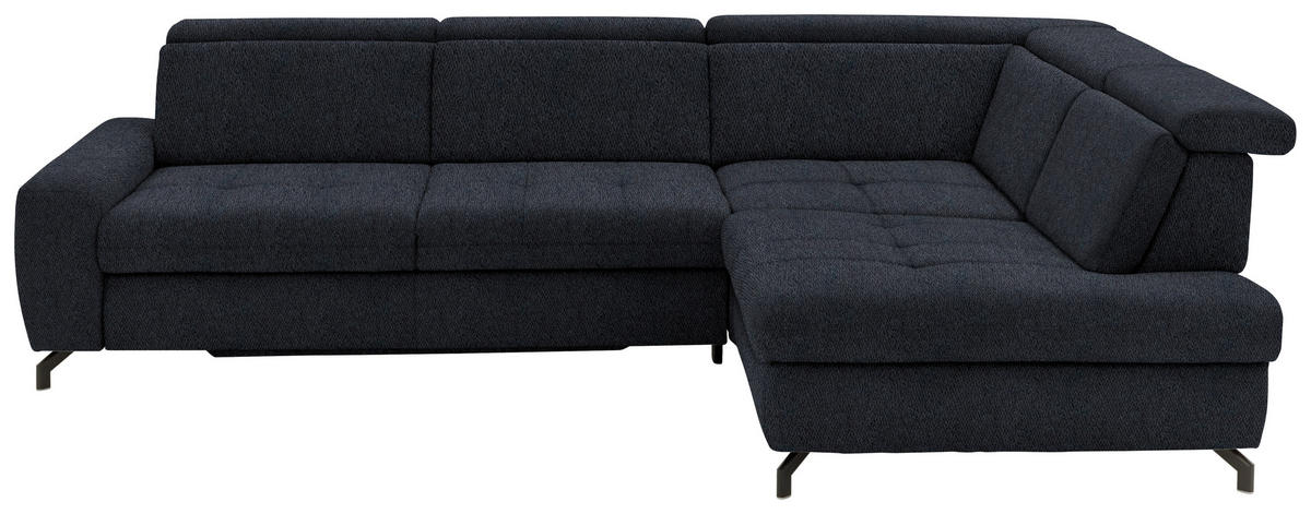 ECKSOFA in Chenille Schwarz  - Schwarz, Design, Textil/Metall (310/220cm) - Beldomo Style