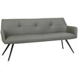 SITZBANK 200/87,5/65 cm Echtleder Anthrazit, Schwarz  - Anthrazit/Schwarz, Design, Leder/Metall (200/87,5/65cm) - Novel