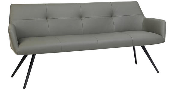 SITZBANK 200/87,5/65 cm Echtleder Anthrazit, Schwarz  - Anthrazit/Schwarz, Design, Leder/Metall (200/87,5/65cm) - Novel