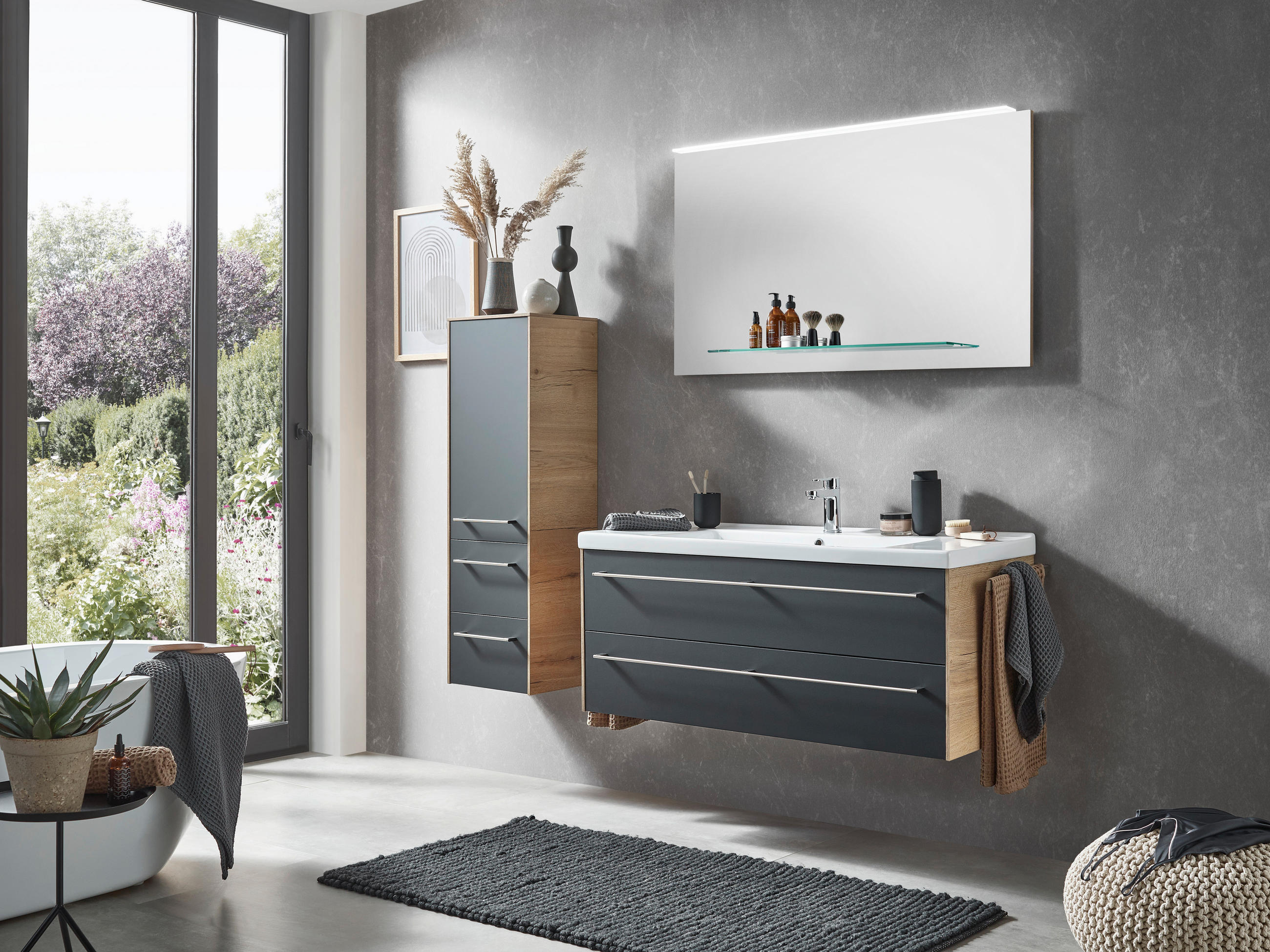 MIDISCHRANK 37/121/33 cm  - Chromfarben/Schwarz, MODERN, Glas/Holzwerkstoff (37/121/33cm) - Dieter Knoll