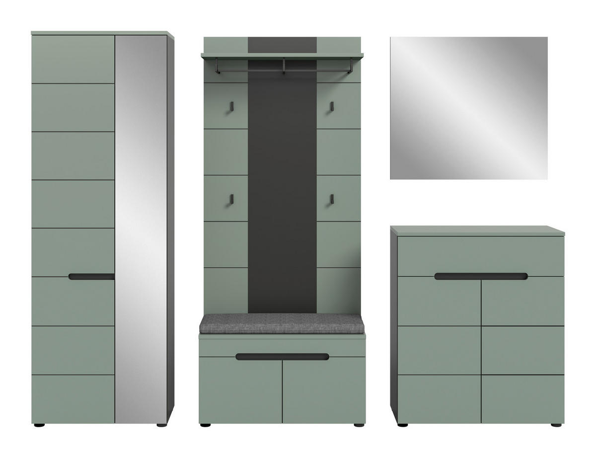 ŠATNA, 255/190/37 cm - šedá/šedozelená, Design, kompozitní dřevo (255/190/37cm) - Livetastic