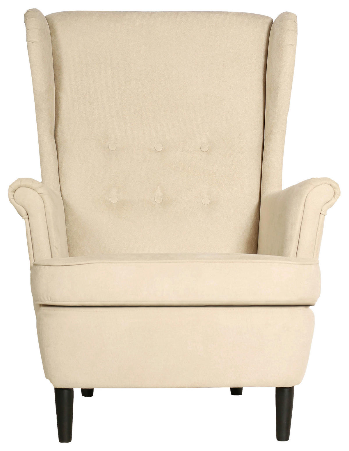 KRESLO UŠIAK, drevo, textil, kartón, kompozitné drevo, béžová - čierna/béžová, Basics, kartón/drevo (78/102/98cm) - Niels Andersson