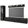 WOHNWAND 3-teilig  in Schieferfarben  210/130/33 cm  - Schieferfarben/Grau, Basics, Glas/Holzwerkstoff (210/130/33cm) - P & B