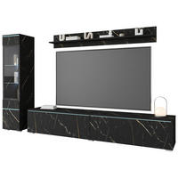 WOHNWAND 3-teilig  in Schieferfarben  210/130/33 cm  - Schieferfarben/Grau, Basics, Glas/Holzwerkstoff (210/130/33cm) - P & B