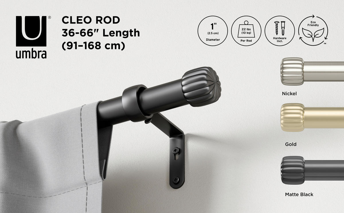 VORHANGSTANGENSET 91-168 cm  - Goldfarben, KONVENTIONELL, Kunststoff/Metall (91-168cm) - Umbra