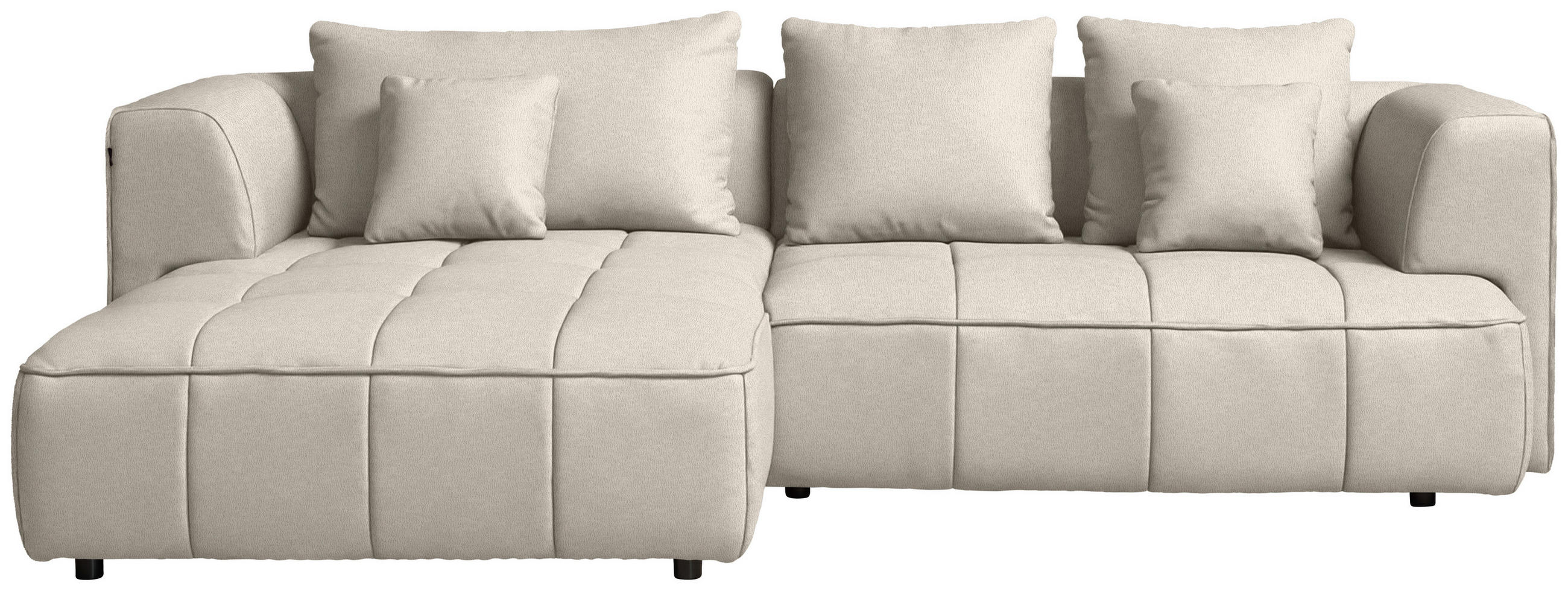 ECKSOFA Webstoff Creme  - Creme/Schwarz, Design, Kunststoff/Textil (188/288cm) - Welnova