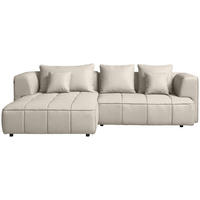 ECKSOFA Webstoff Creme  - Creme/Schwarz, Design, Kunststoff/Textil (188/288cm) - Welnova
