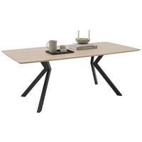 ESSTISCH Eiche massiv Schwarz, Eichefarben  - Eichefarben/Schwarz, MODERN, Holz/Metall (200/100/76cm) - Dieter Knoll