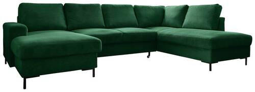 WOHNLANDSCHAFT Smaragdgrün Cord  - Smaragdgrün/Schwarz, Design, Textil/Metall (148/303/197cm) - MID.YOU