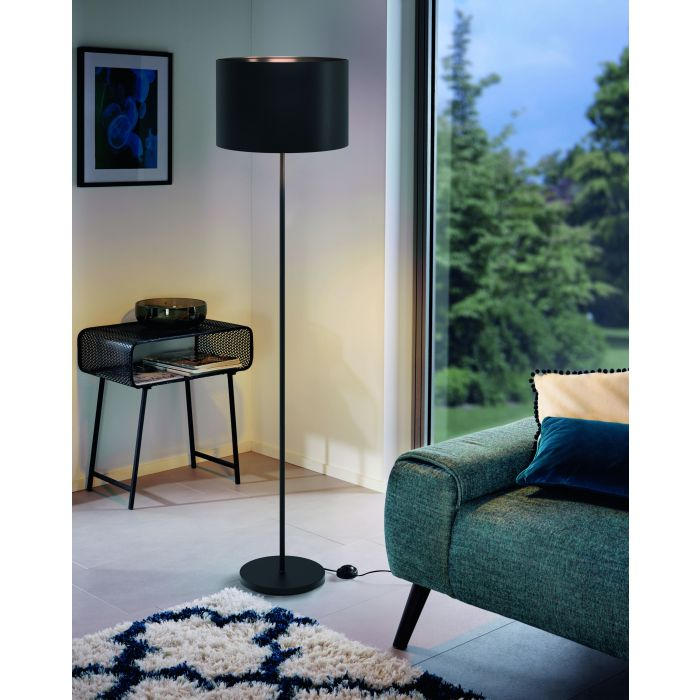 PODNA LAMPA - crna, Trendi, metal/tekstil (38/151,5cm)