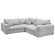 ECKSOFA  in Cord Hellgrau Zierkissen, Rückenkissen, Nierenkissen, Rücken echt  248/248 cm  - Hellgrau/Schwarz, KONVENTIONELL, Kunststoff/Textil (248/248cm) - Carryhome