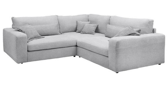 ECKSOFA  in Cord Hellgrau Zierkissen, Rückenkissen, Nierenkissen, Rücken echt  248/248 cm  - Hellgrau/Schwarz, KONVENTIONELL, Kunststoff/Textil (248/248cm) - Carryhome