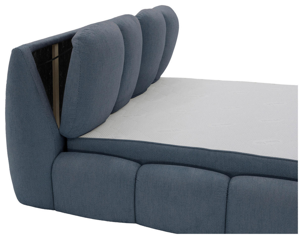 POLSTERBETT 180/200 cm,  in Blau, gepolstertes Kopfteil, Lattenrost, Bettkasten,  - Blau/Schwarz, Design, Holz/Kunststoff (180/200cm) - Chameo